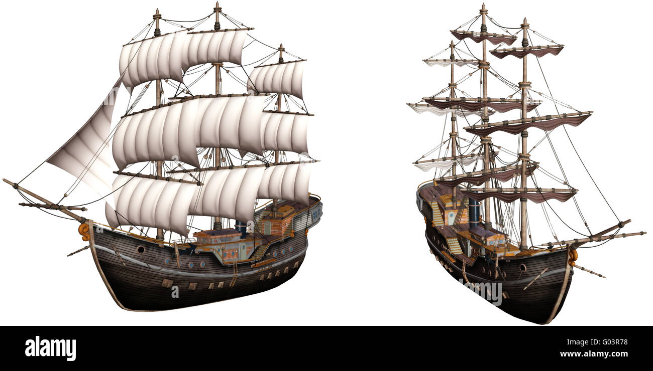 Un woundful old ship - isolato su bianco Foto Stock