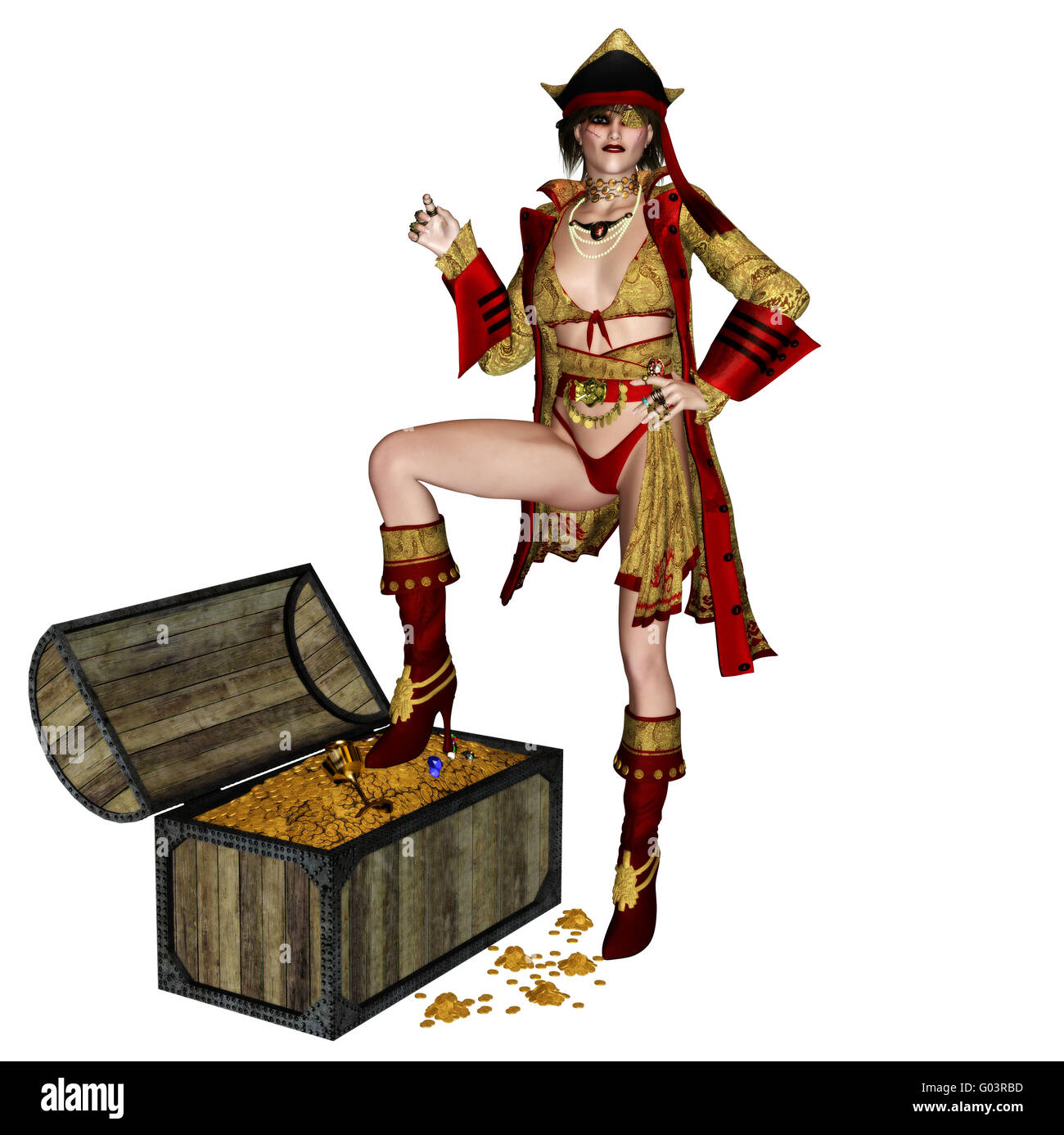 Un pirata pericolose le donne - isolato su bianco Foto Stock