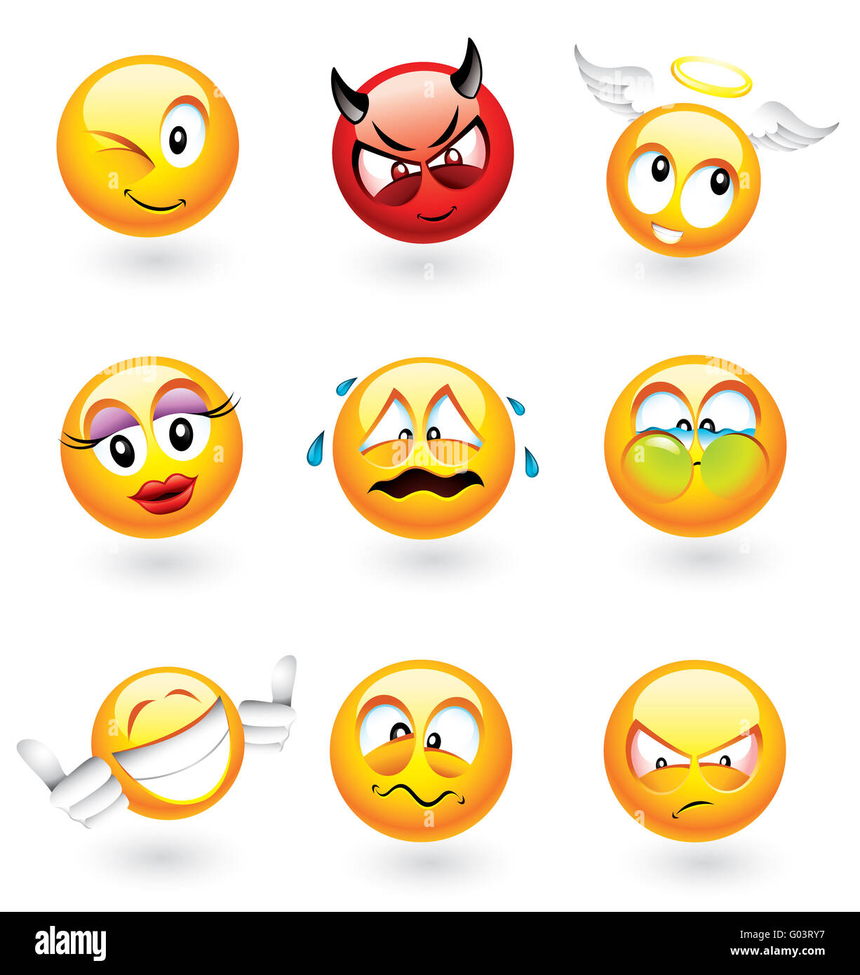 Varie le emoticon Foto Stock