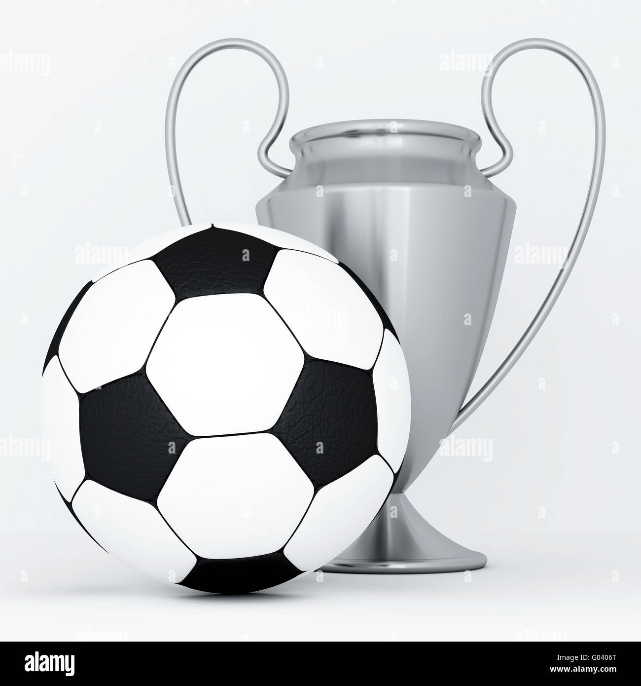 Silver Cup e pallone da calcio su sfondo bianco Foto stock - Alamy