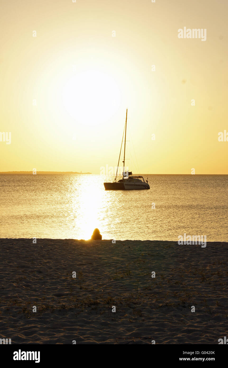 Tramonto a Sansibar Foto Stock