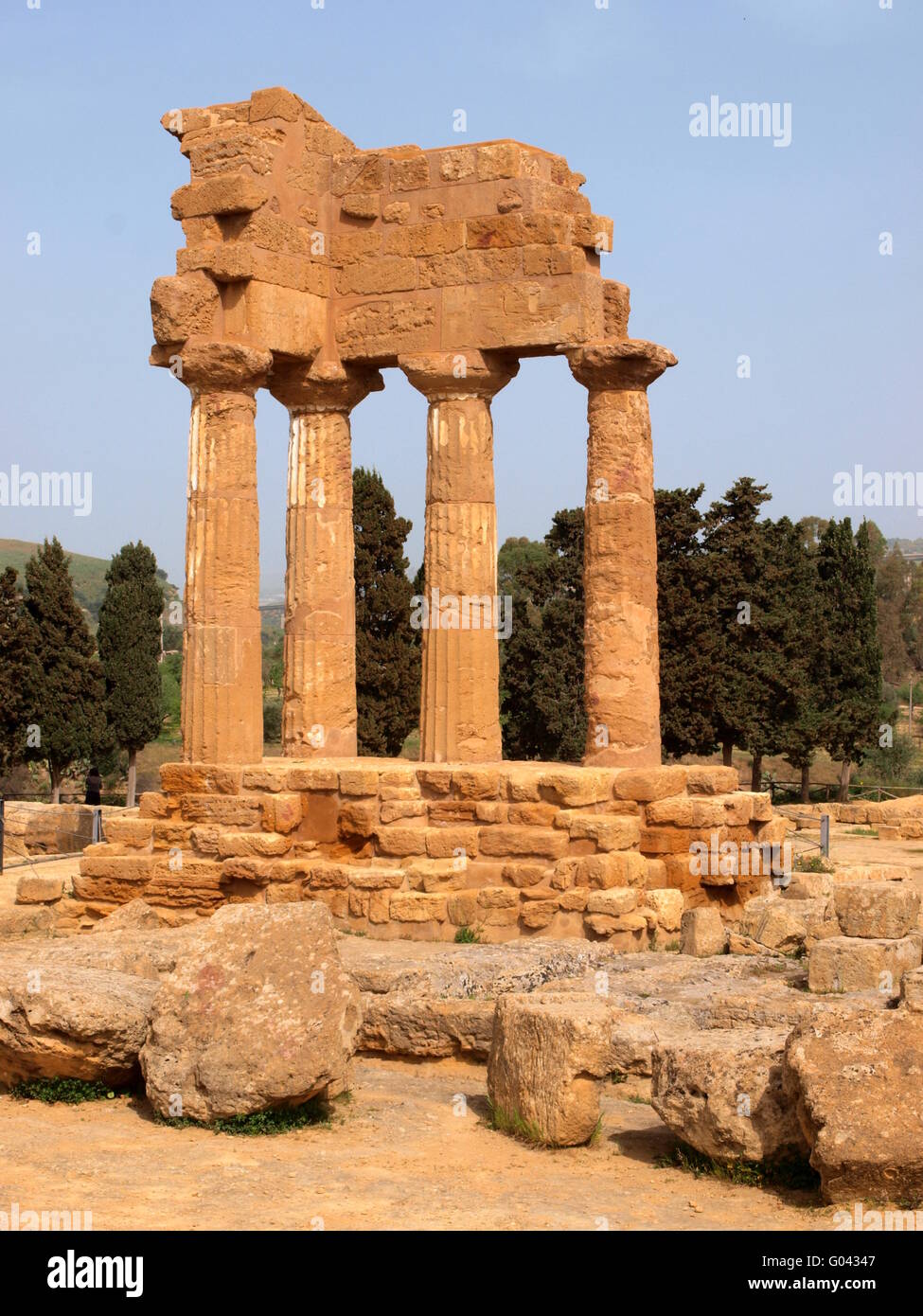 Tempio di Castore e Polluce, Agrigento, Sicilia Foto Stock