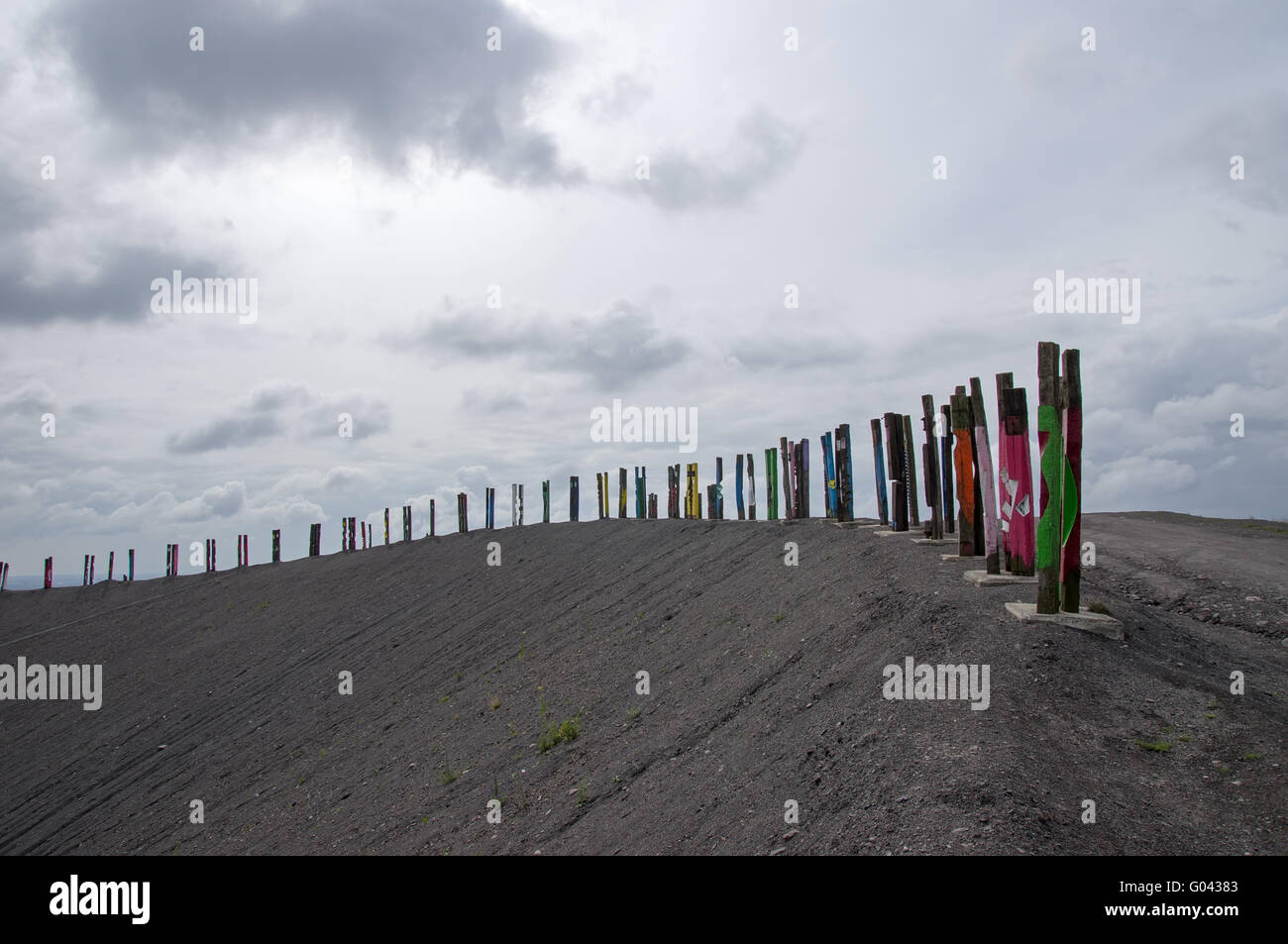 Totem presso il dump di data mining Haniel, Bottrop, Germania Foto Stock