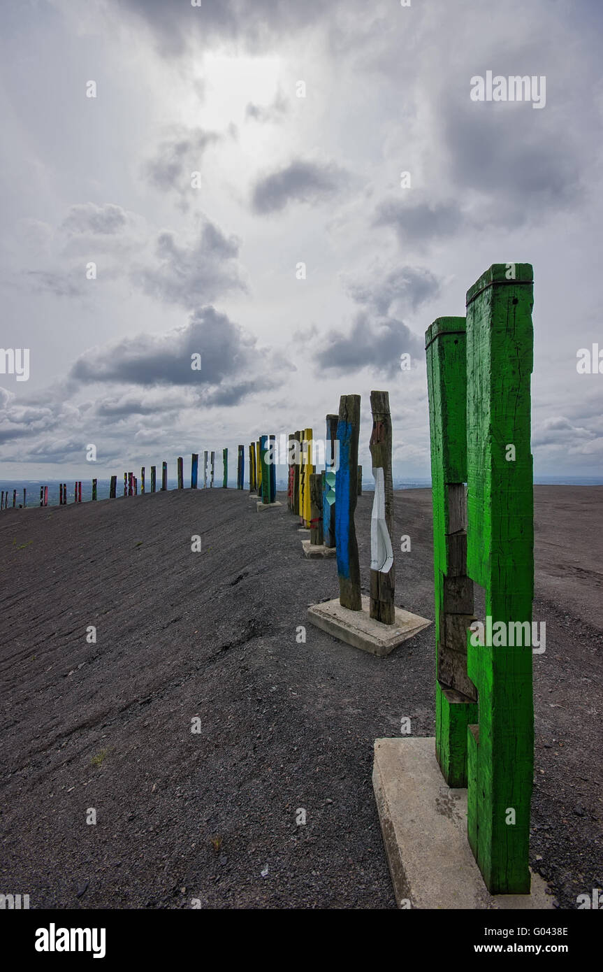 Totem presso il dump di data mining Haniel, Bottrop, Germania Foto Stock