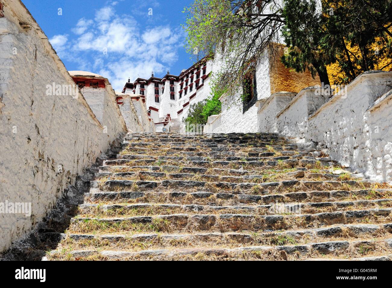 Ripide scalinate verso il cielo Potala a Lhasa Foto Stock