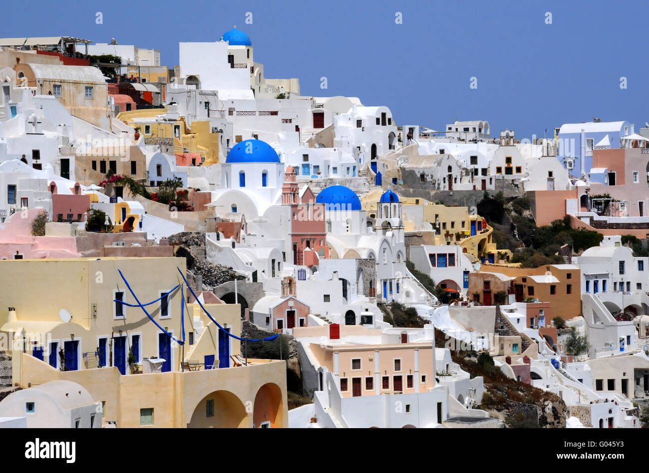 Vista del villaggio di Oia di Santorini Arcipelago Foto Stock