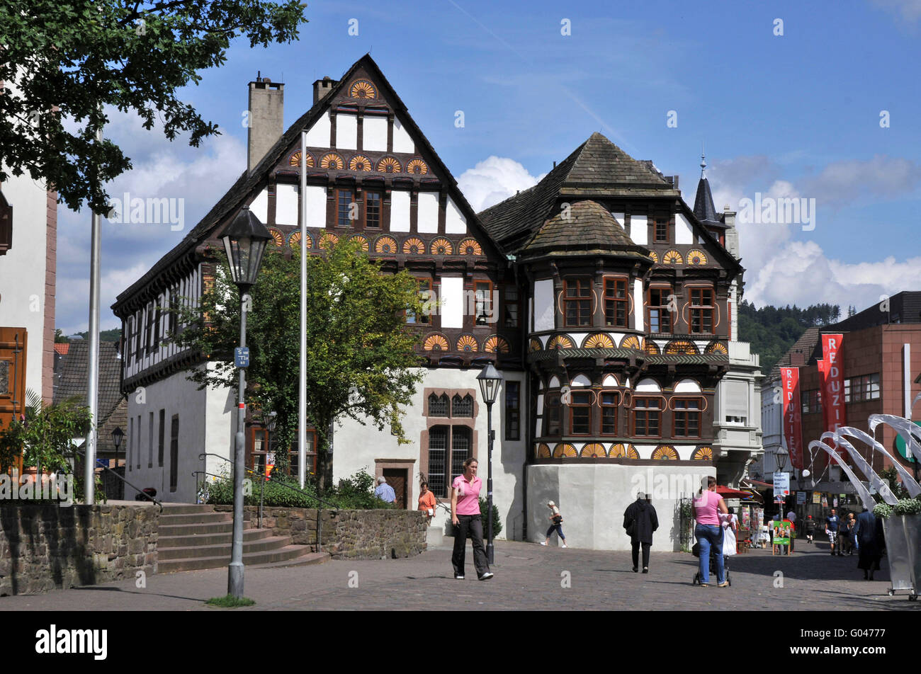 Casa in legno e muratura Die Dechanei, Marktstraße, città vecchia, Hoxter, Weser Uplands, Renania settentrionale-Vestfalia, Germania / half-Timber house, Höxter Foto Stock