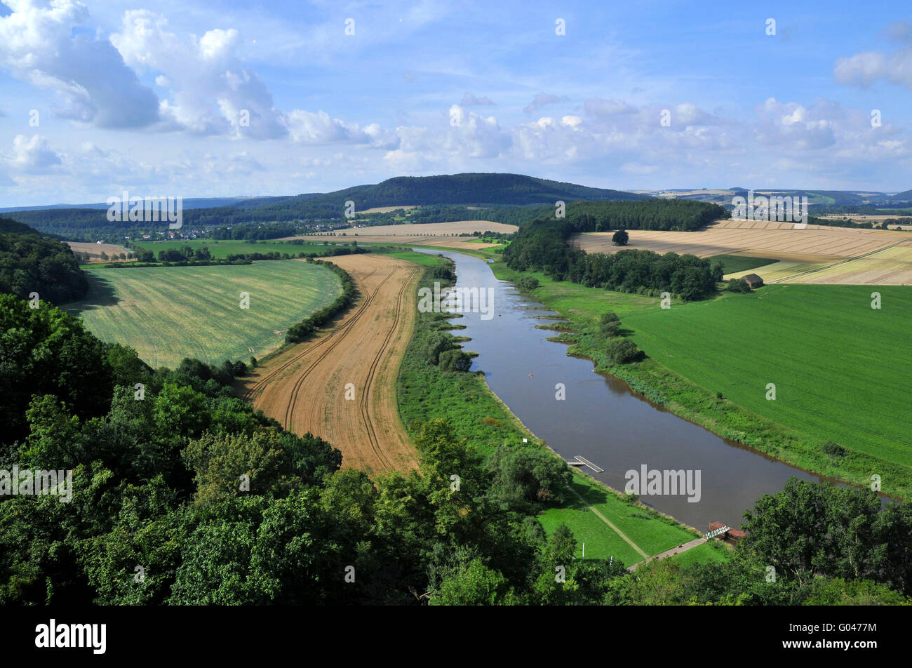 Weser, vicino Furstenberg, Valle Weser, Weser Uplands, Bassa Sassonia, Germania / Fürstenberg Foto Stock