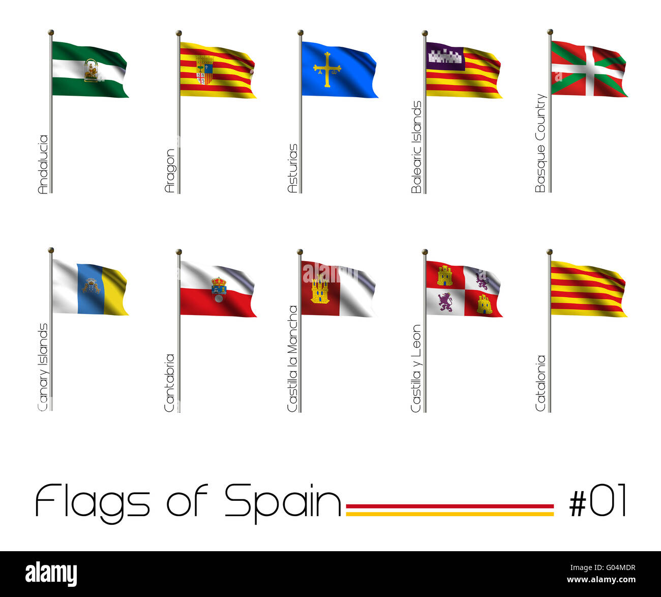 Flag di tutte le Province spagnole Foto Stock