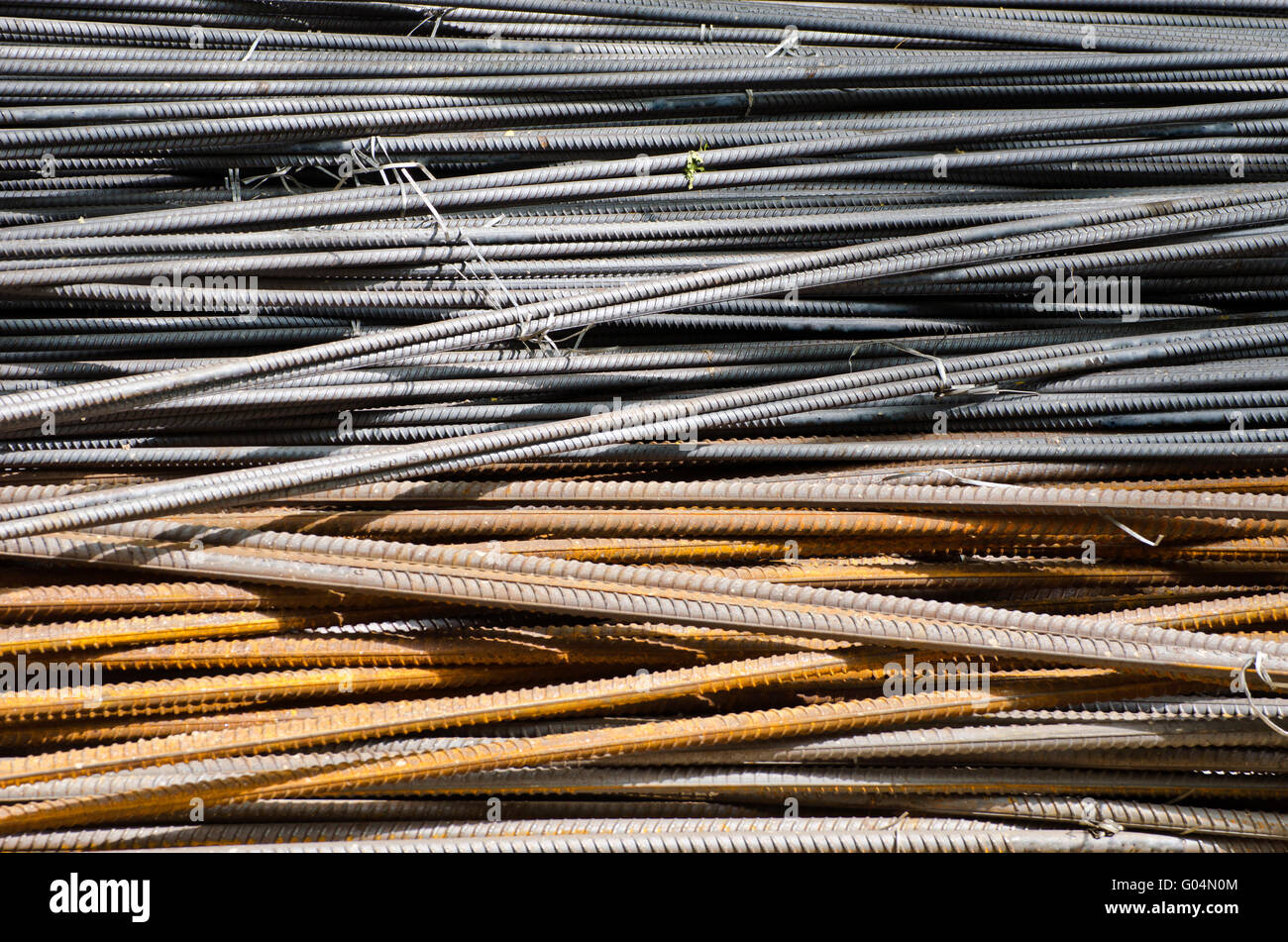 Cumulo di metallo industriale tondini di acciaio nel mercato asiatico Foto Stock