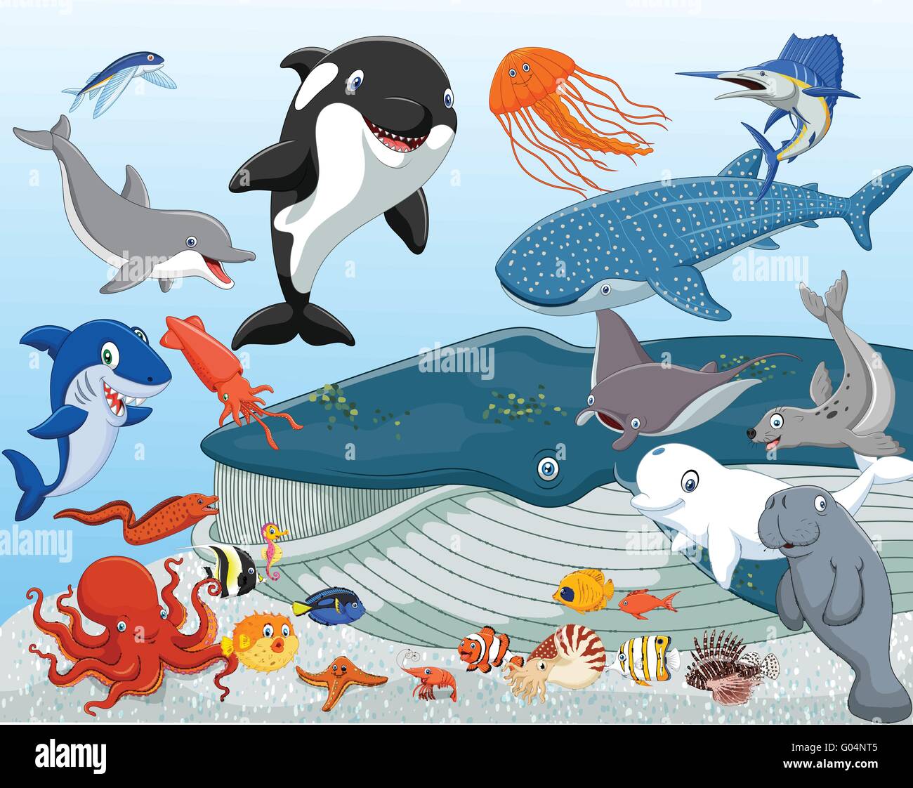Cartoon animali del mare Illustrazione Vettoriale