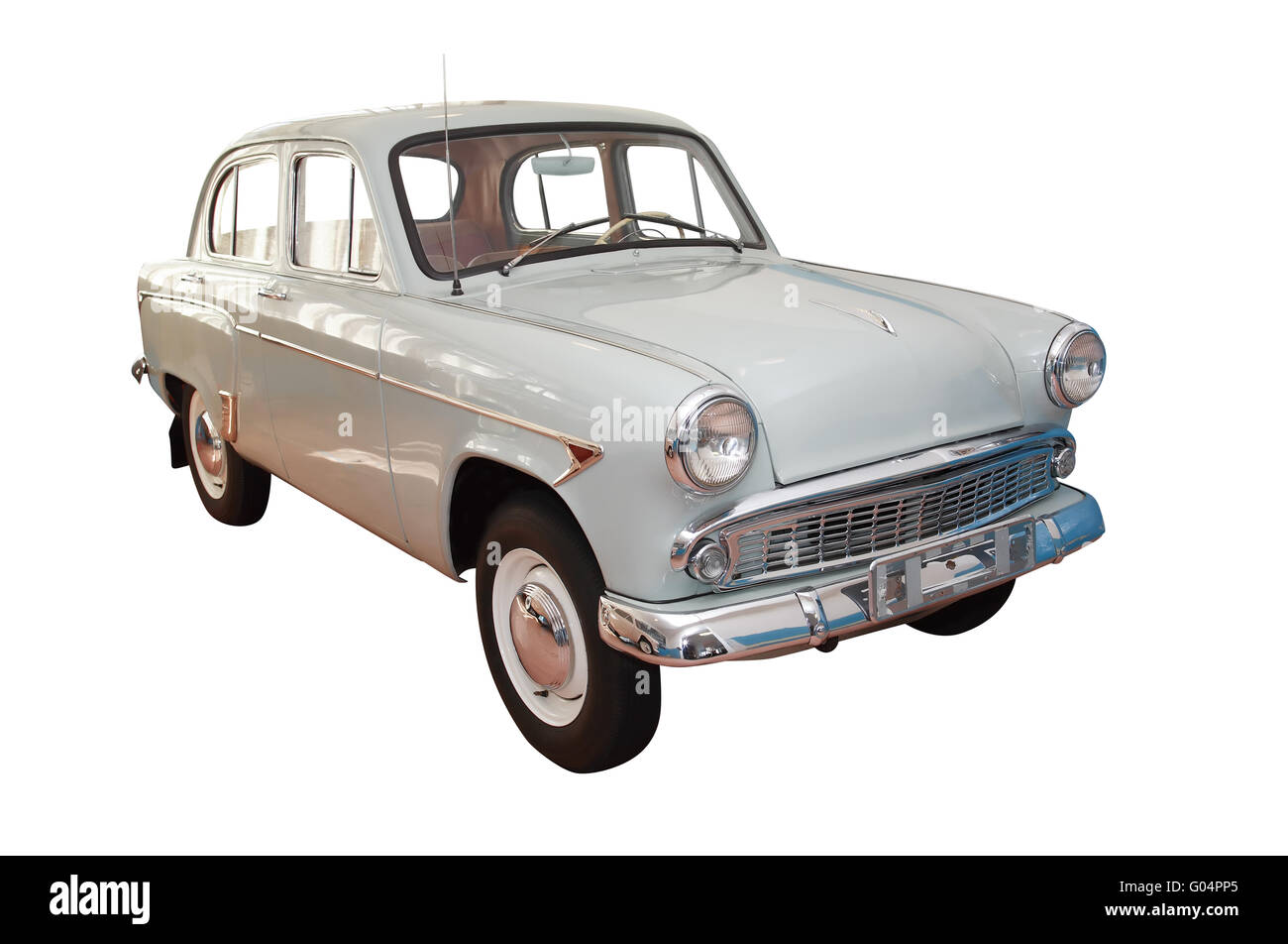 Retrò 1950-1960 automobile isolato su sfondo bianco con tracciato di ritaglio Foto Stock