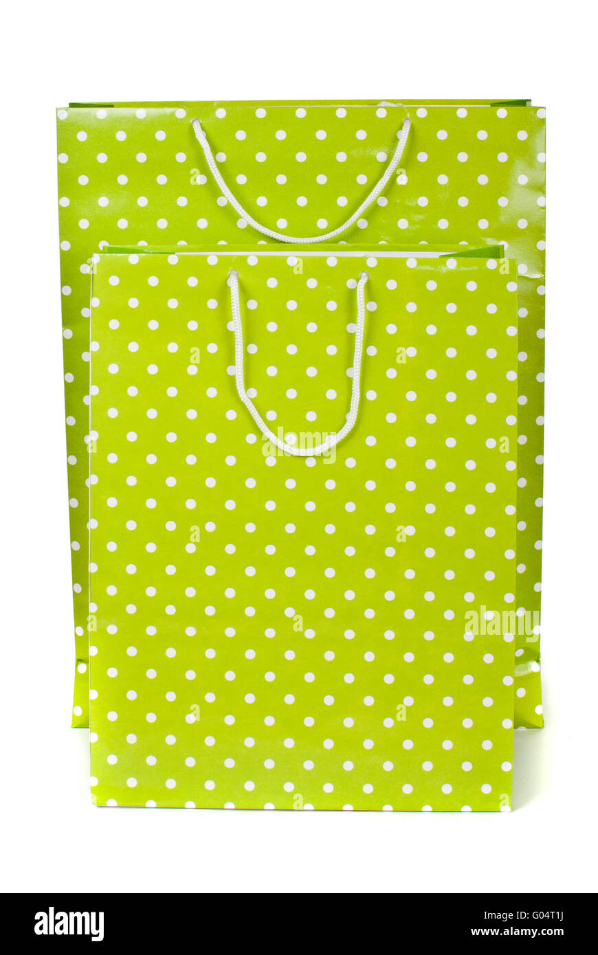 Libro verde shopping bag isolati su sfondo bianco Foto Stock