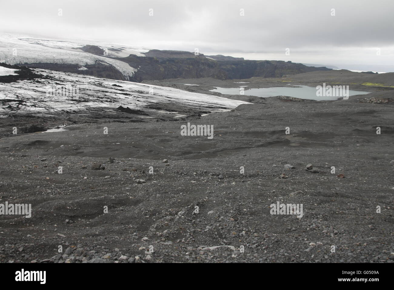 Uno dei ghiacciai di uscita (linguette sul ghiacciaio del Mýrdalsjökull tappo di ghiaccio Foto Stock