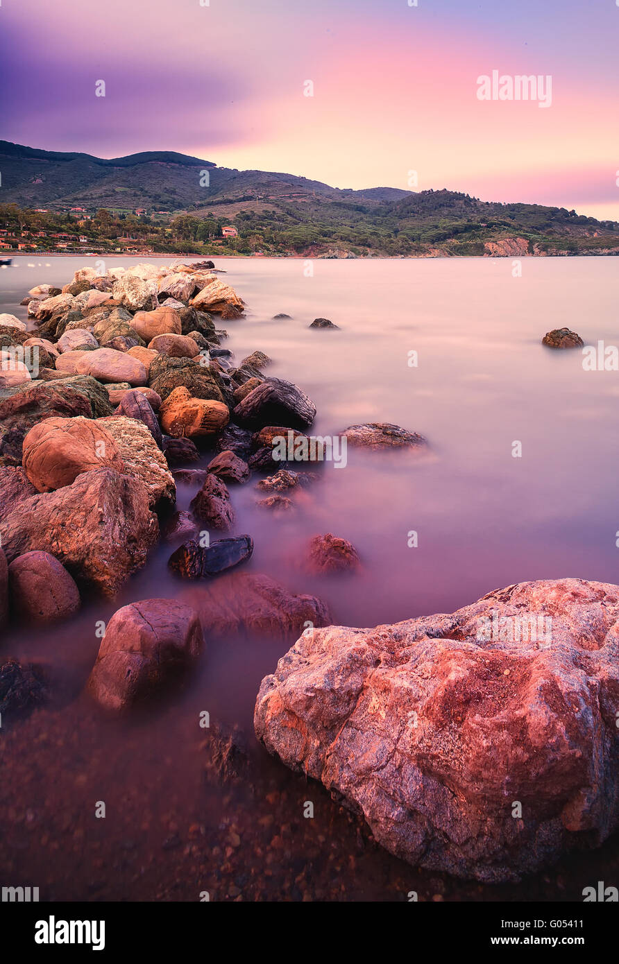 Lungo tempo sparare sull'isola d'elba Foto Stock