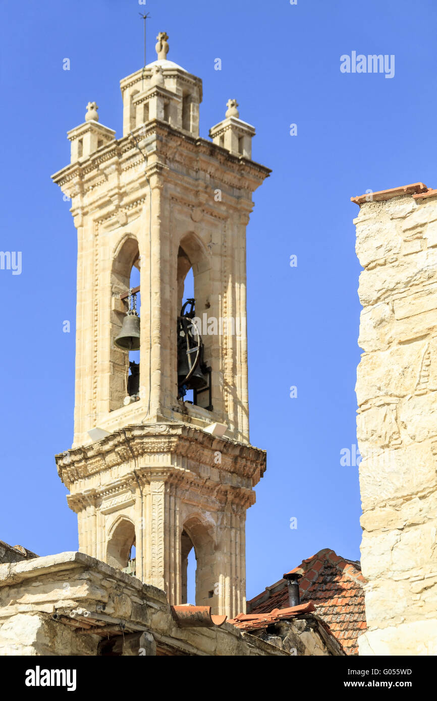 Monastero di Timiou Torre Campanaria Omodos Village Cypru Foto Stock