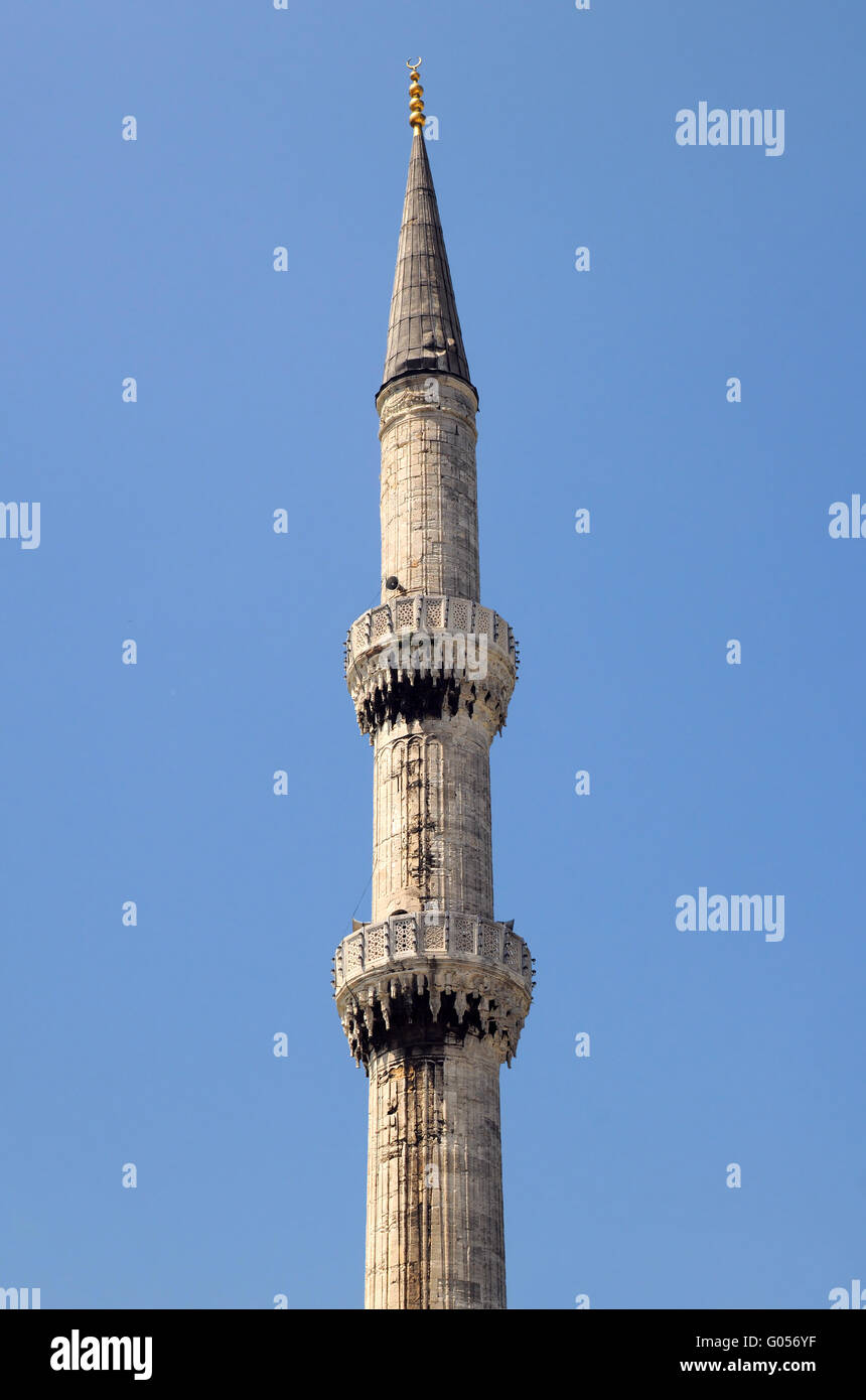 La Moschea Blu minareto Foto Stock