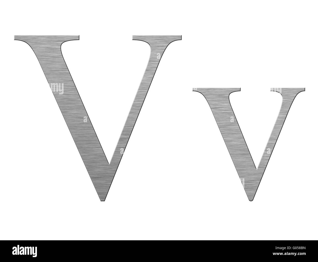 Texture metallica realizzata in forma di lettera in inglese Foto Stock