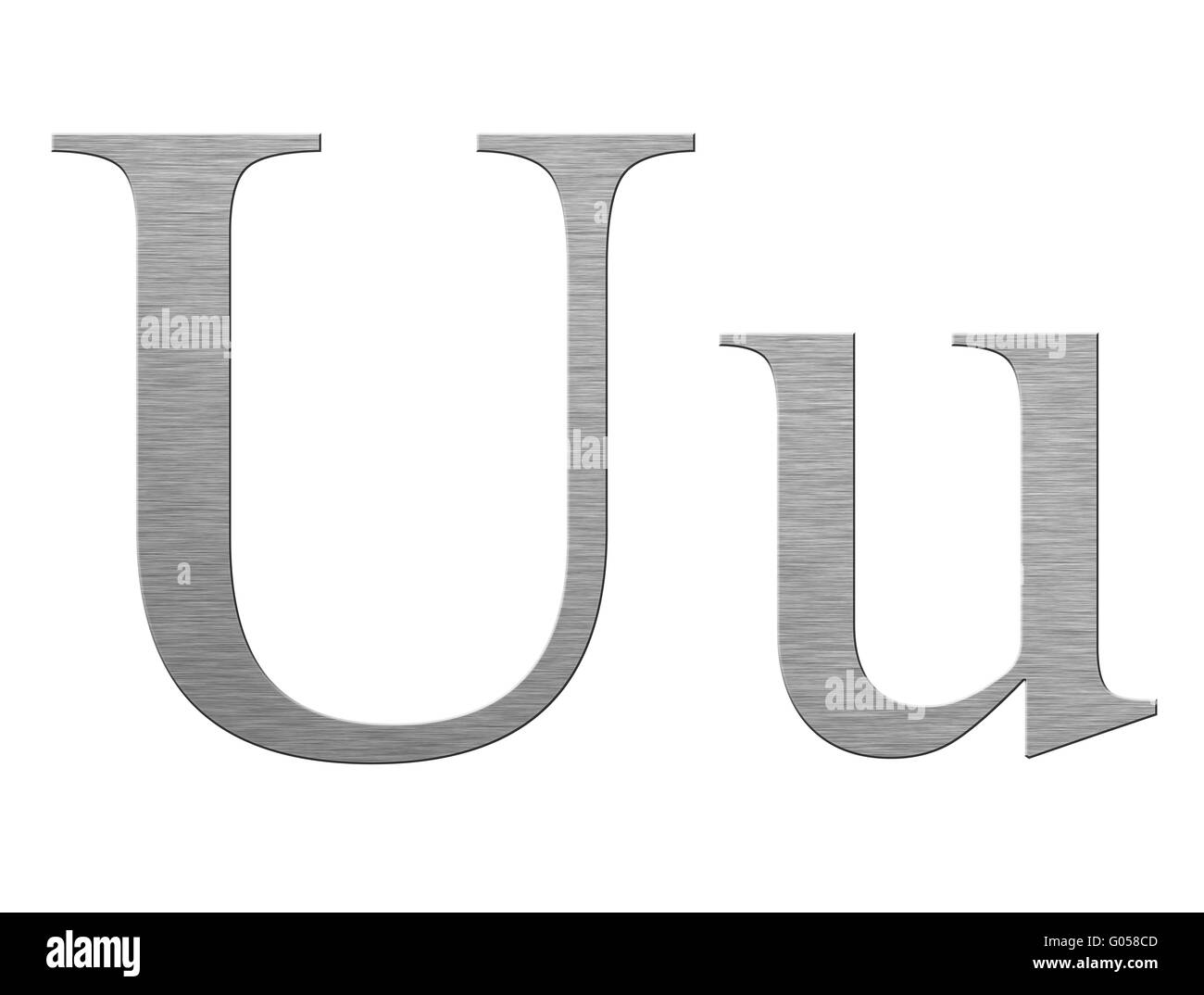 Texture metallica realizzata in forma di lettera in inglese Foto Stock