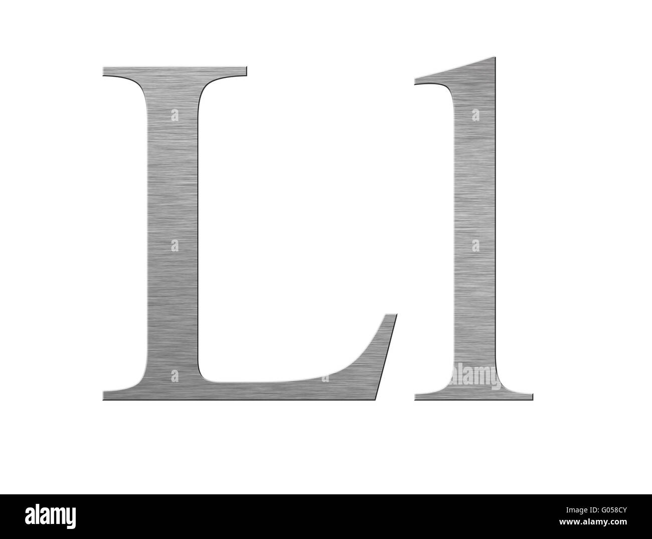 Texture metallica realizzata in forma di lettera in inglese Foto Stock