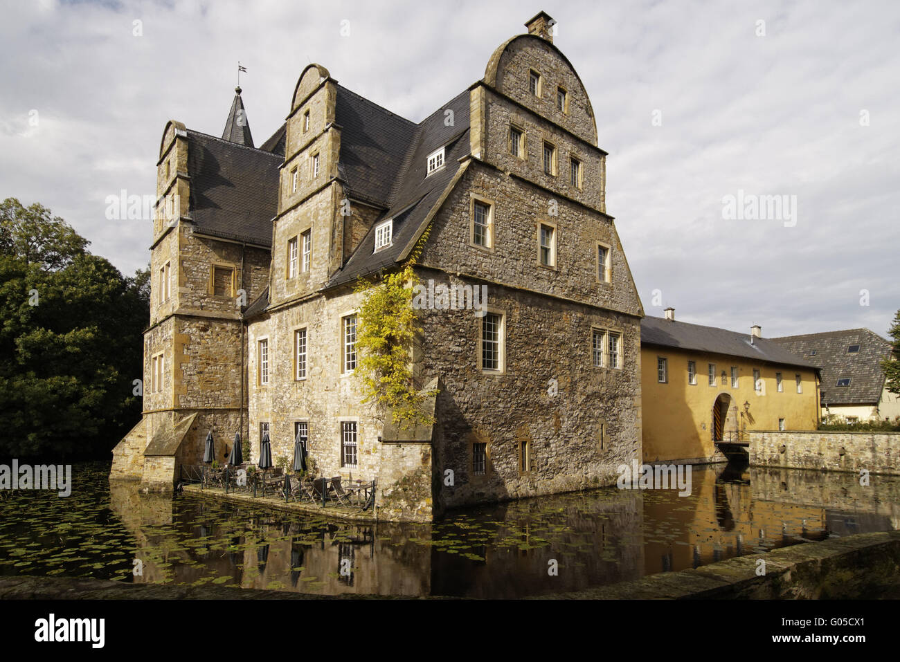 Schelenburg, moated il castello in Bassa Sassonia, Tedesco Foto Stock