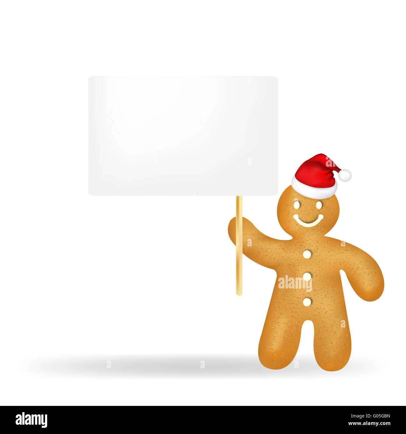 Gingerbread Man con blank gift Tag e Santa Hat Foto Stock