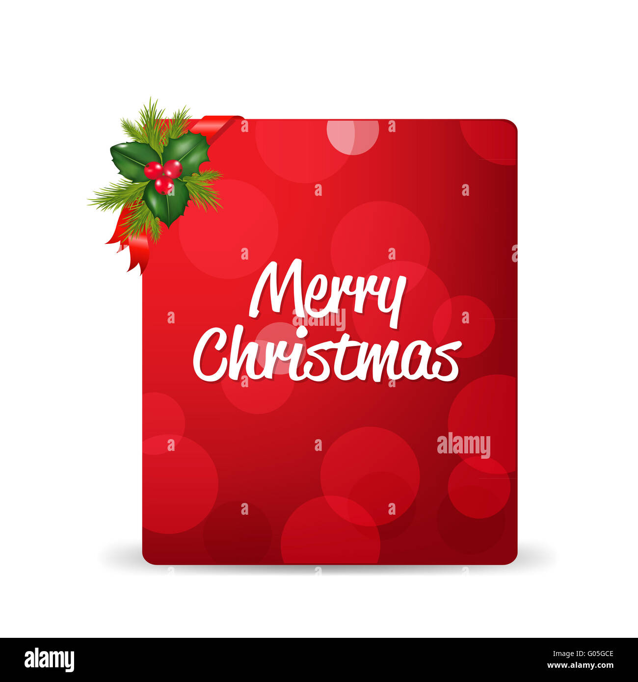 Red blank gift Tag e Holly Berry e il nastro di inchiostro Foto Stock
