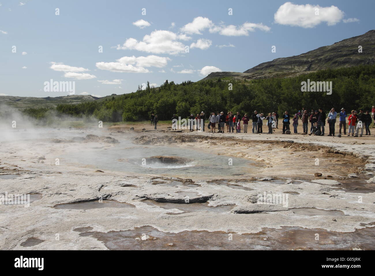 Strokkur uno dei più famoso geyser. Geysir area geotermica Foto Stock