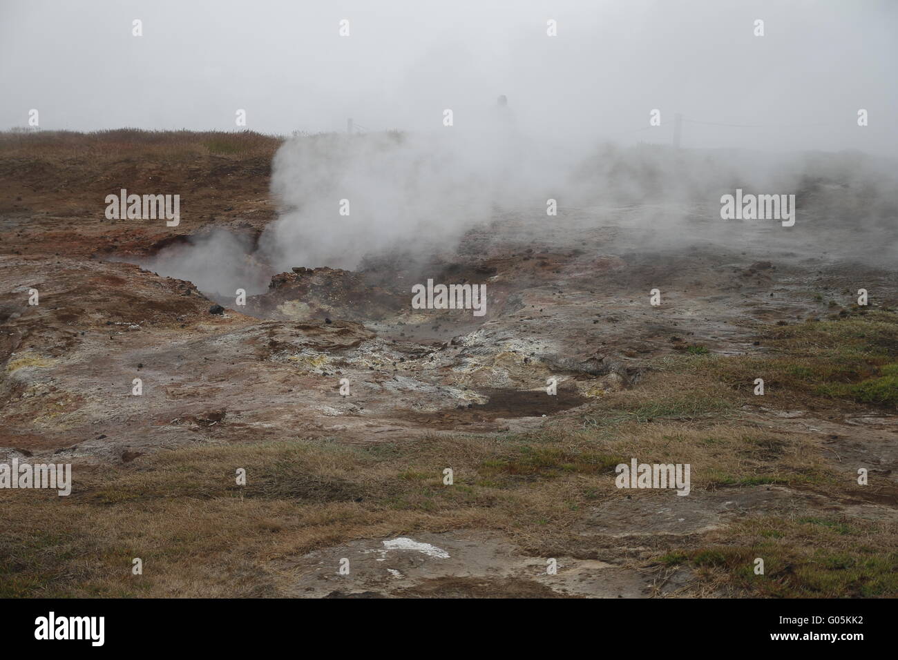 Gunnuhver campo geotermico. Penisola di Reykjanes Foto Stock