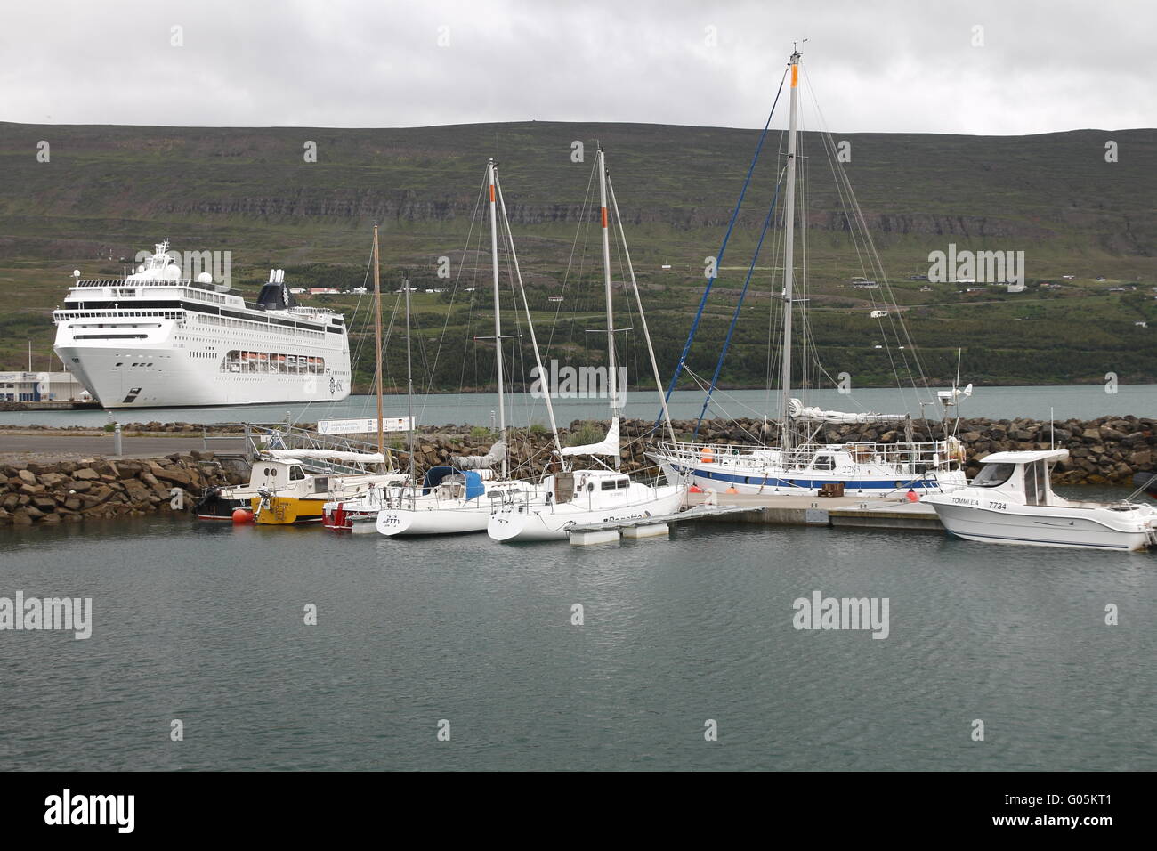 Nave da crociera nel porto di Akureyri. Eyjafjörður Foto Stock