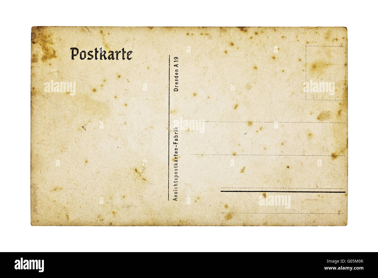 Vecchia cartolina tedesca, isolato su bianco Foto Stock