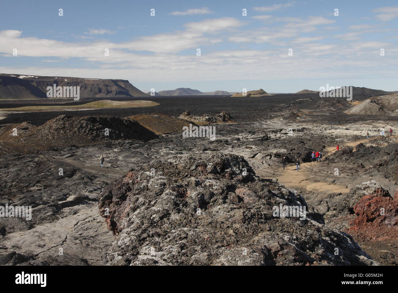 Campo di lava dal 1984 eruzione in Krafla area vulcanica Foto Stock