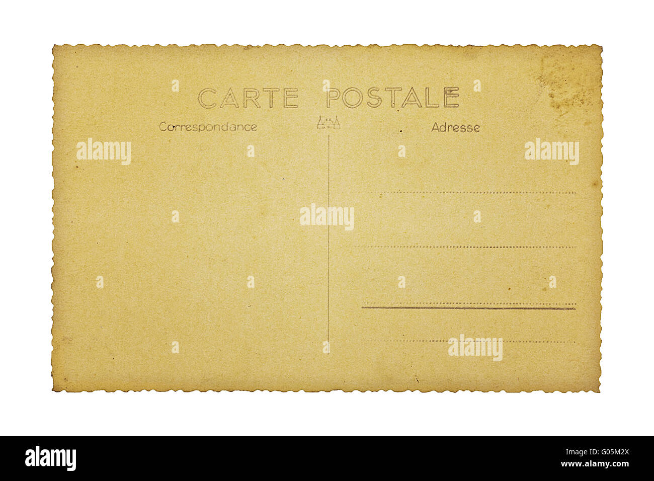 Vecchia cartolina francese, isolato su bianco Foto Stock