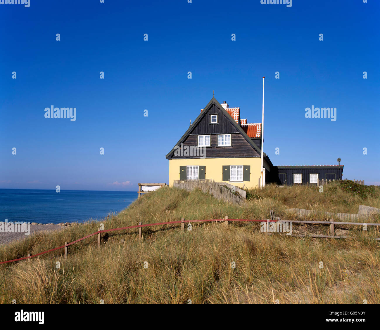 Casa per le vacanze nelle dune di Gammel Skagen, nord dello Jutland, Danimarca, Scandinavia, Europa Foto Stock