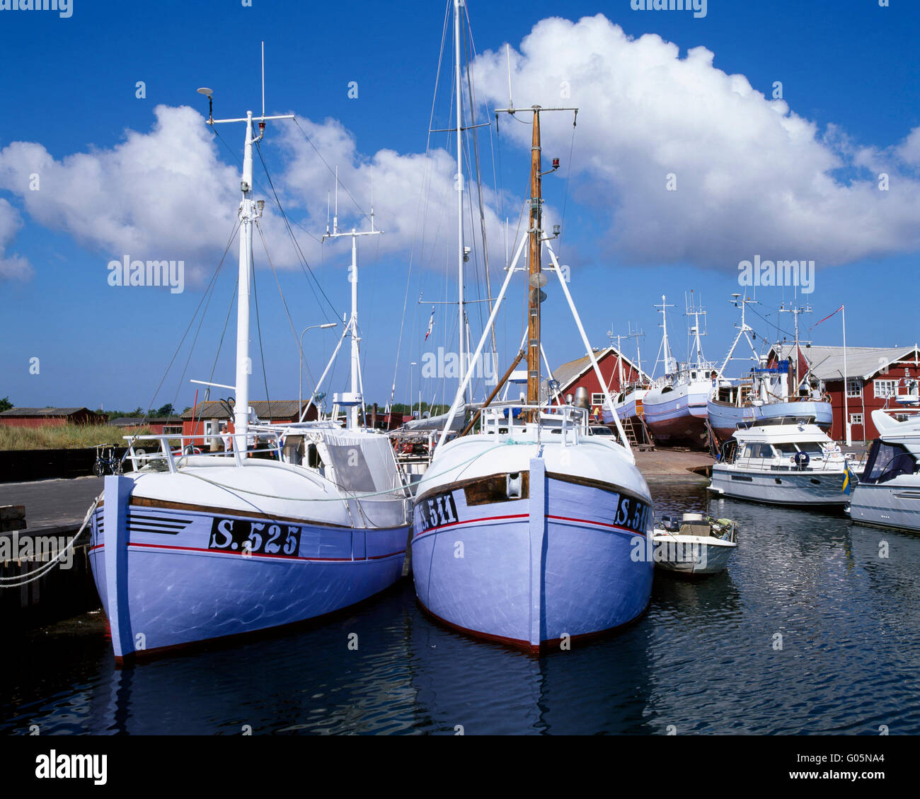 Albaek, peschereccio nel porto, nord dello Jutland, Danimarca, Scandinavia, Europa Foto Stock