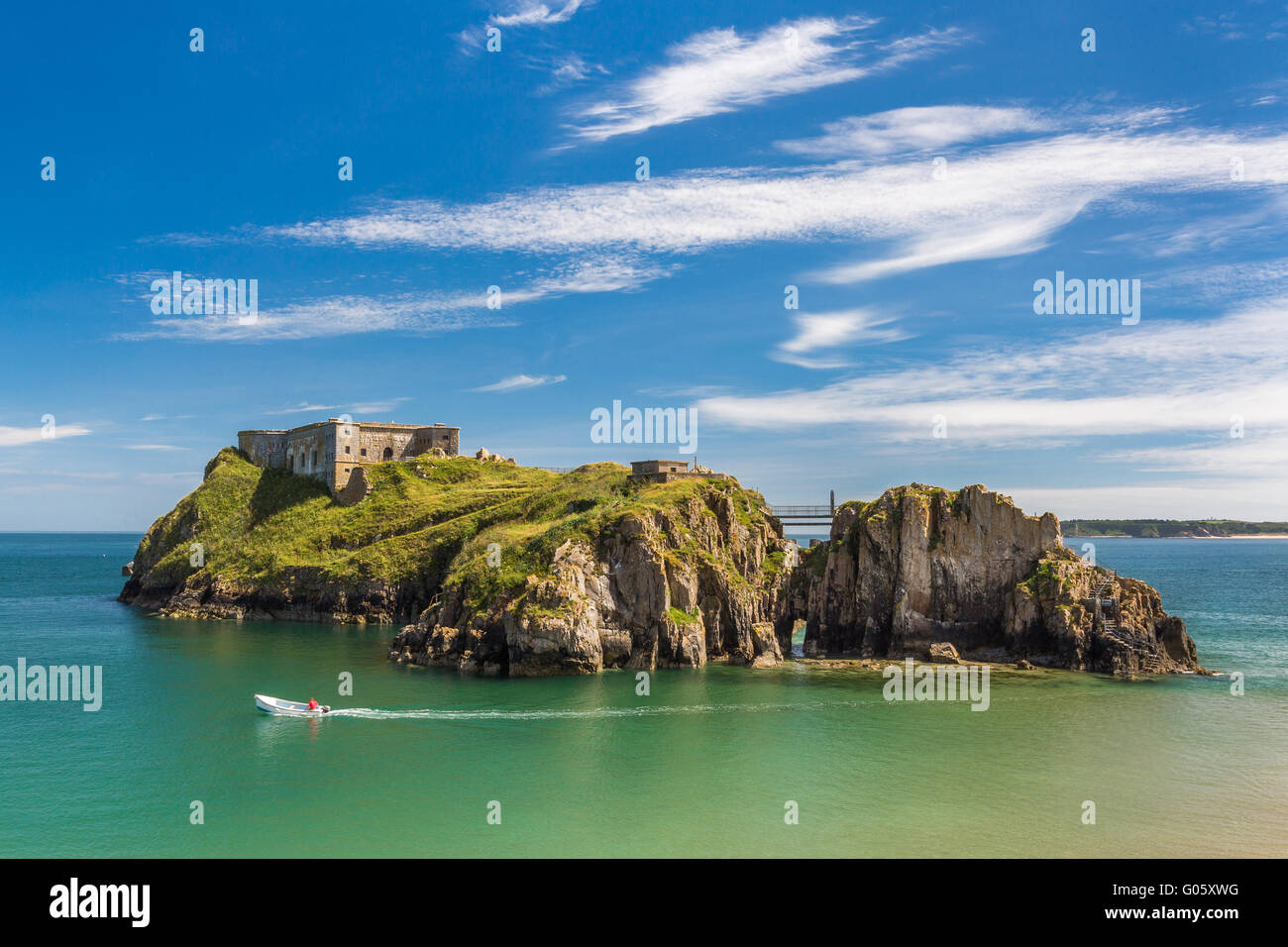 St Catherines Isola Tenby Castle Beach - Pembrokeshire Foto Stock