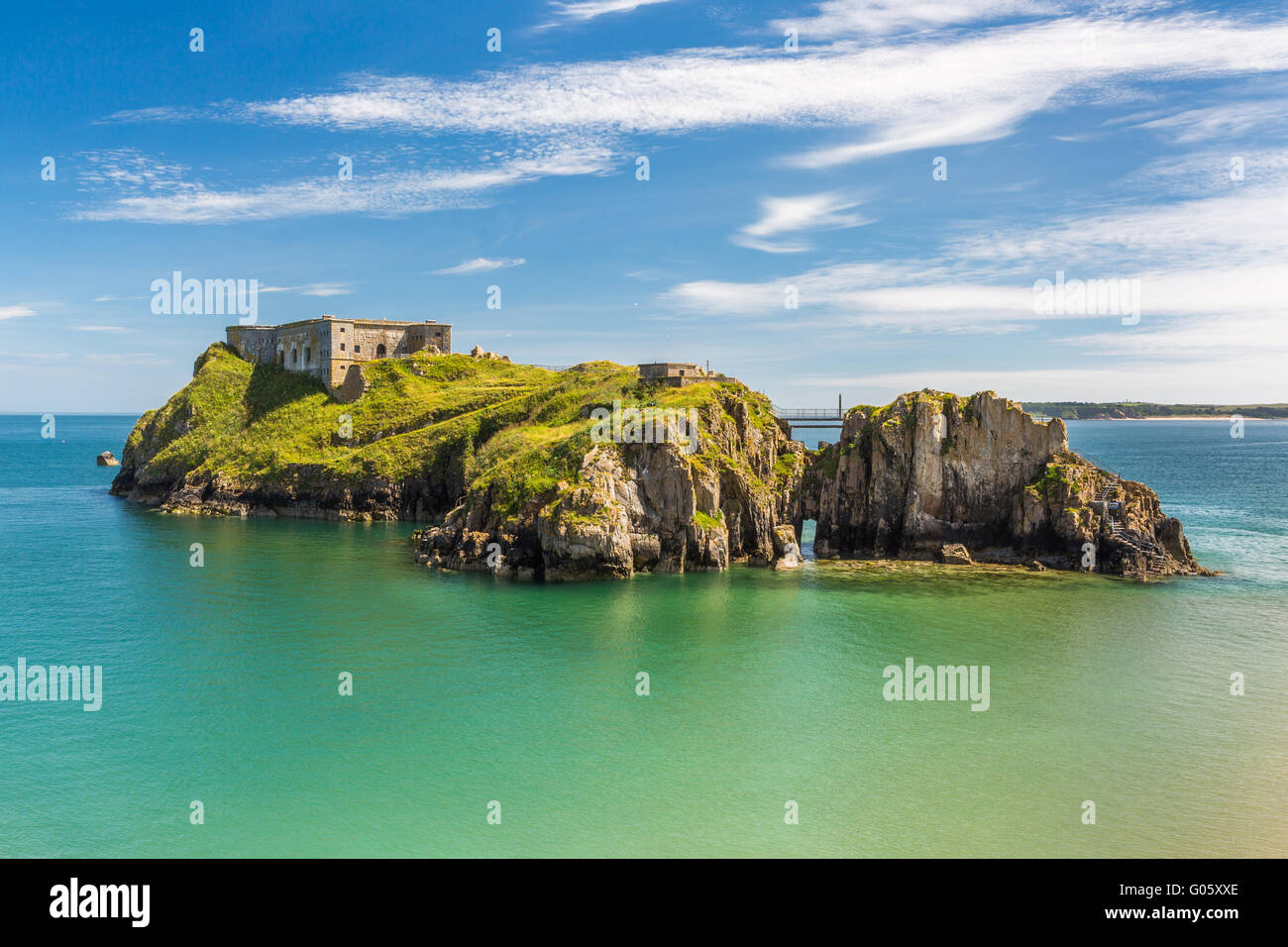 St Catherines Isola Tenby Castle Beach - Pembrokeshire Foto Stock