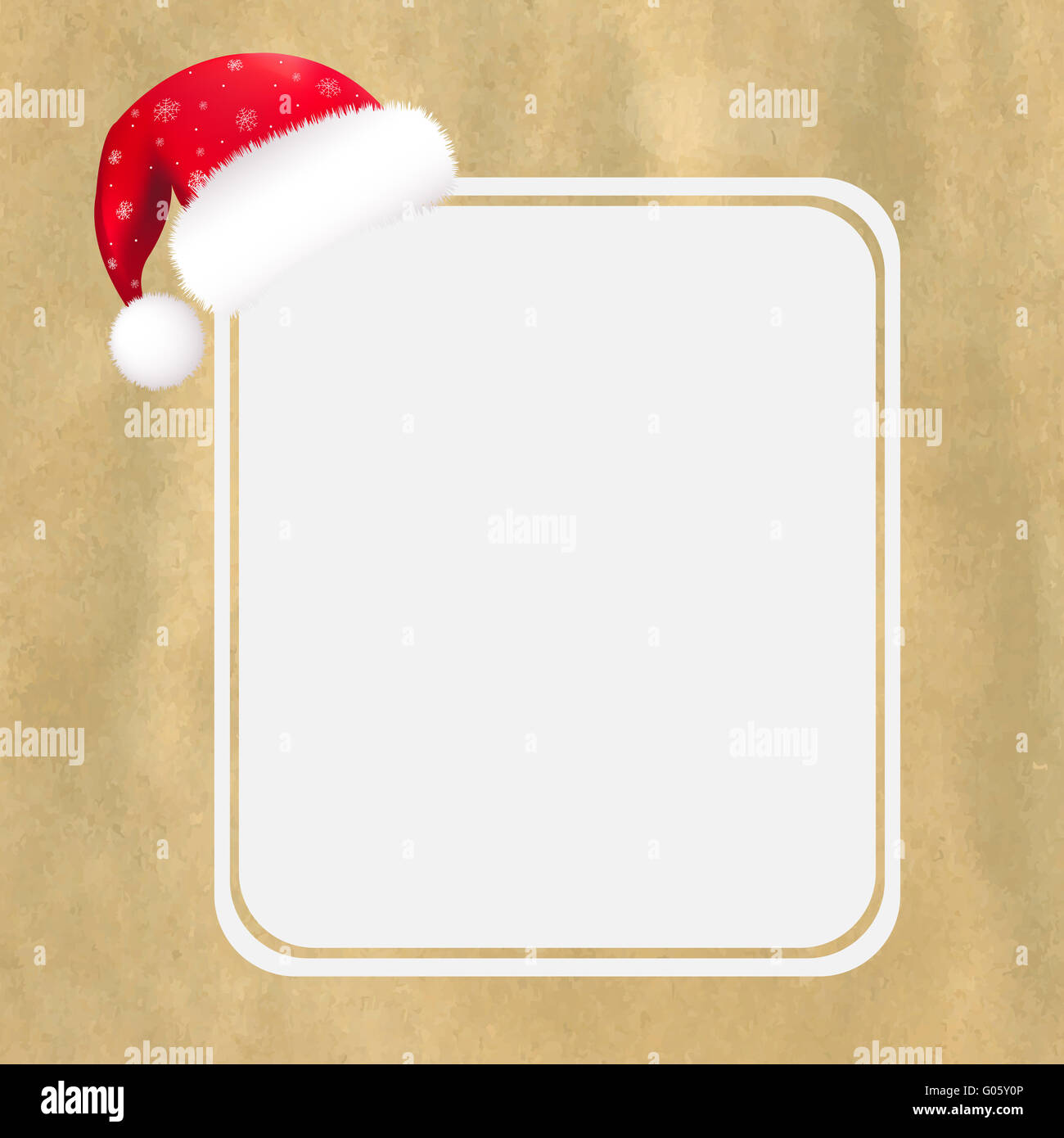 Santa Red Hat con blank gift Tag e della vecchia carta Foto Stock