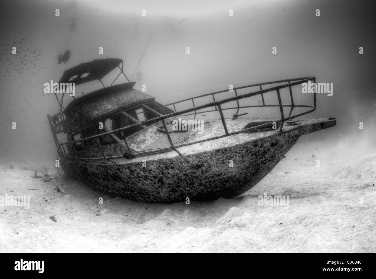 Barca subacquea relitto Foto Stock