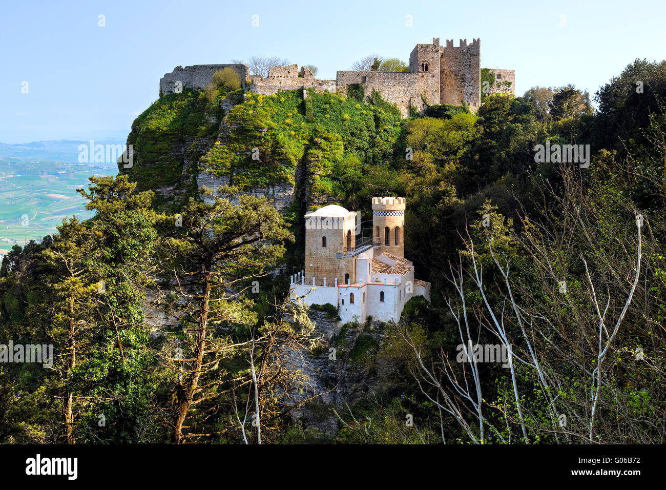 Erice, castello, Trapani, Sicilia, Italia Foto Stock