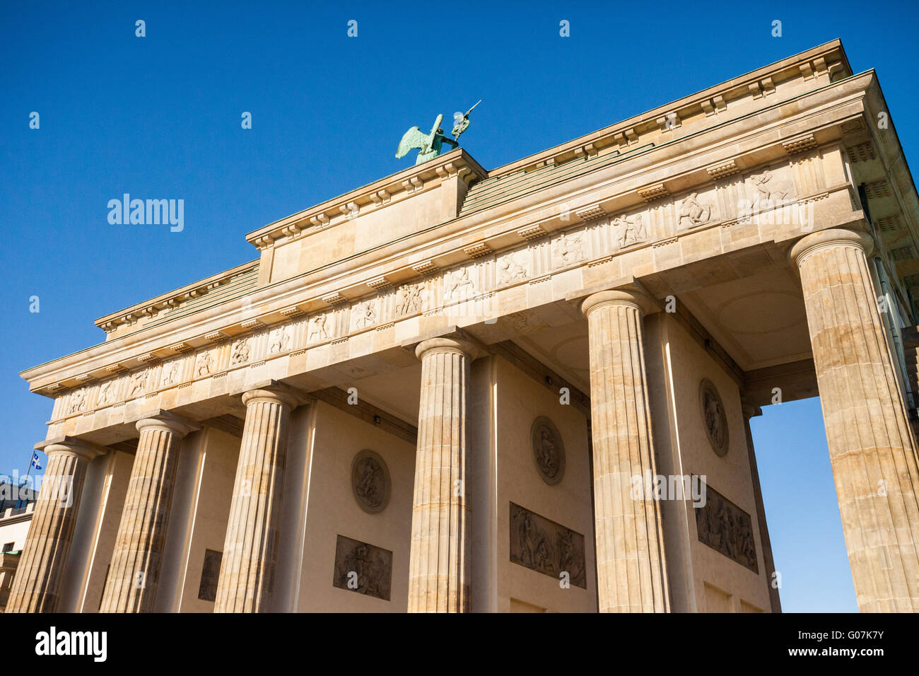 La Porta di Brandeburgo (Brandenburger Tor) di Berlino, Germania Foto Stock