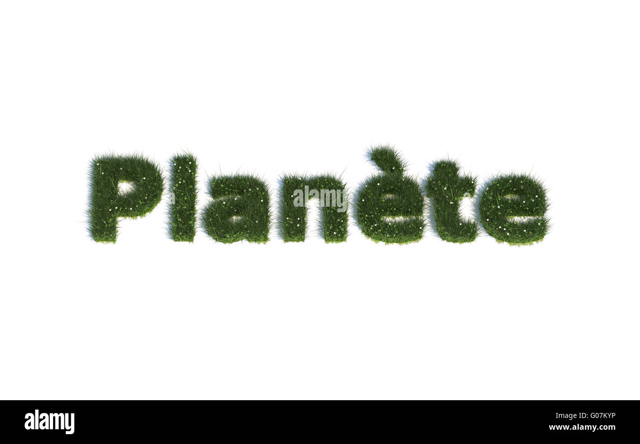 Planet: Serie font al di fuori della erba realistica lingua FR (Planète) Foto Stock