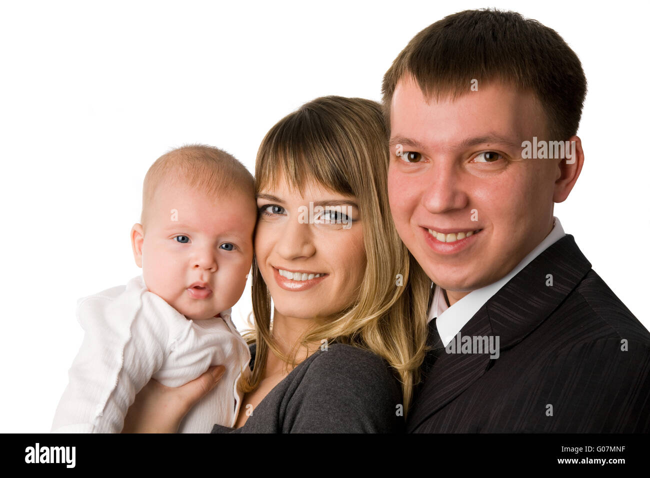 Yung il padre e la madre tenendo il loro bambino Foto Stock