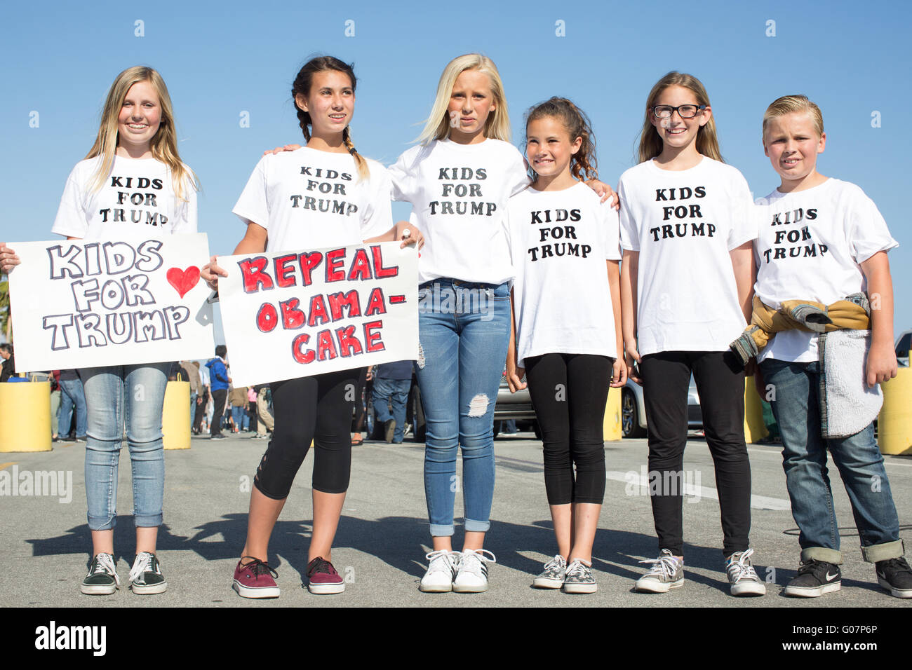 Bambini per Trump a Donald Trump campaign rally in California. Foto Stock