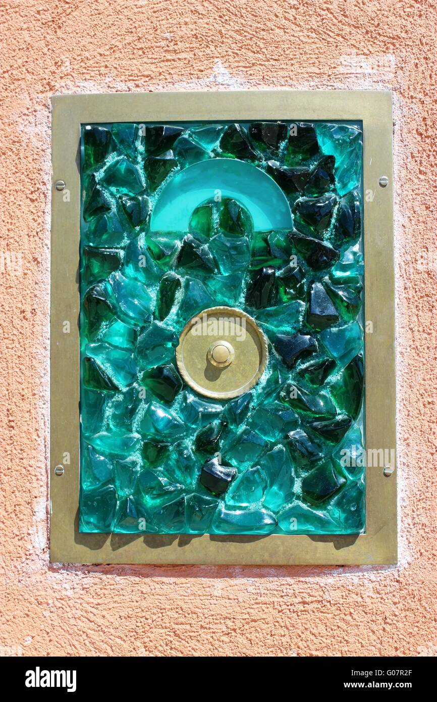 Campanello della porta di vetro di Murano Foto Stock
