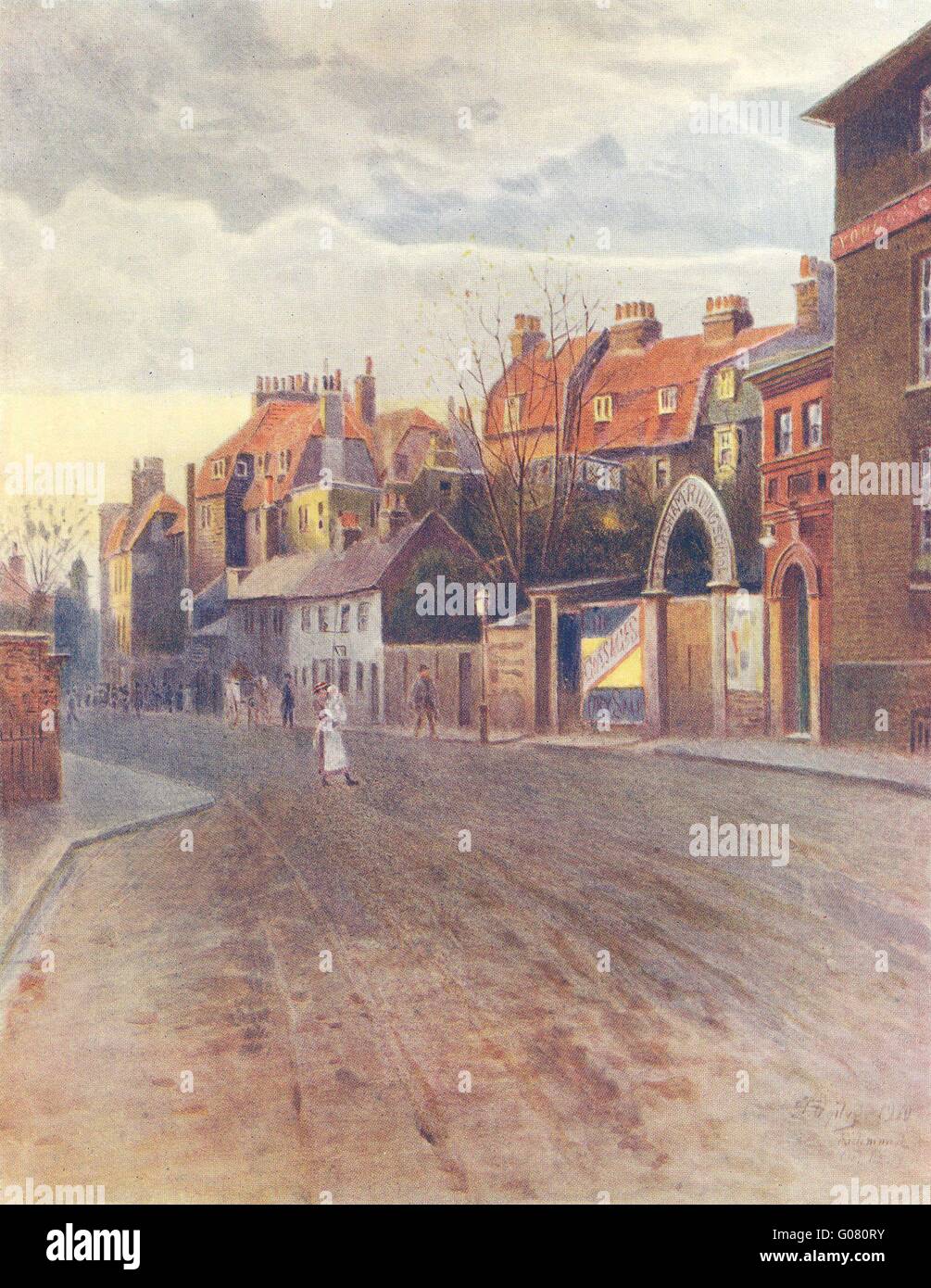 RICHMOND-upon-Thames: Petersham Road. Surrey, antica stampa 1914 Foto Stock