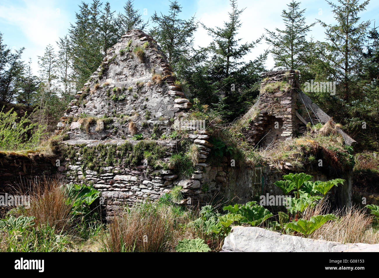 Cottage in rovina in Co. Kerry Foto Stock