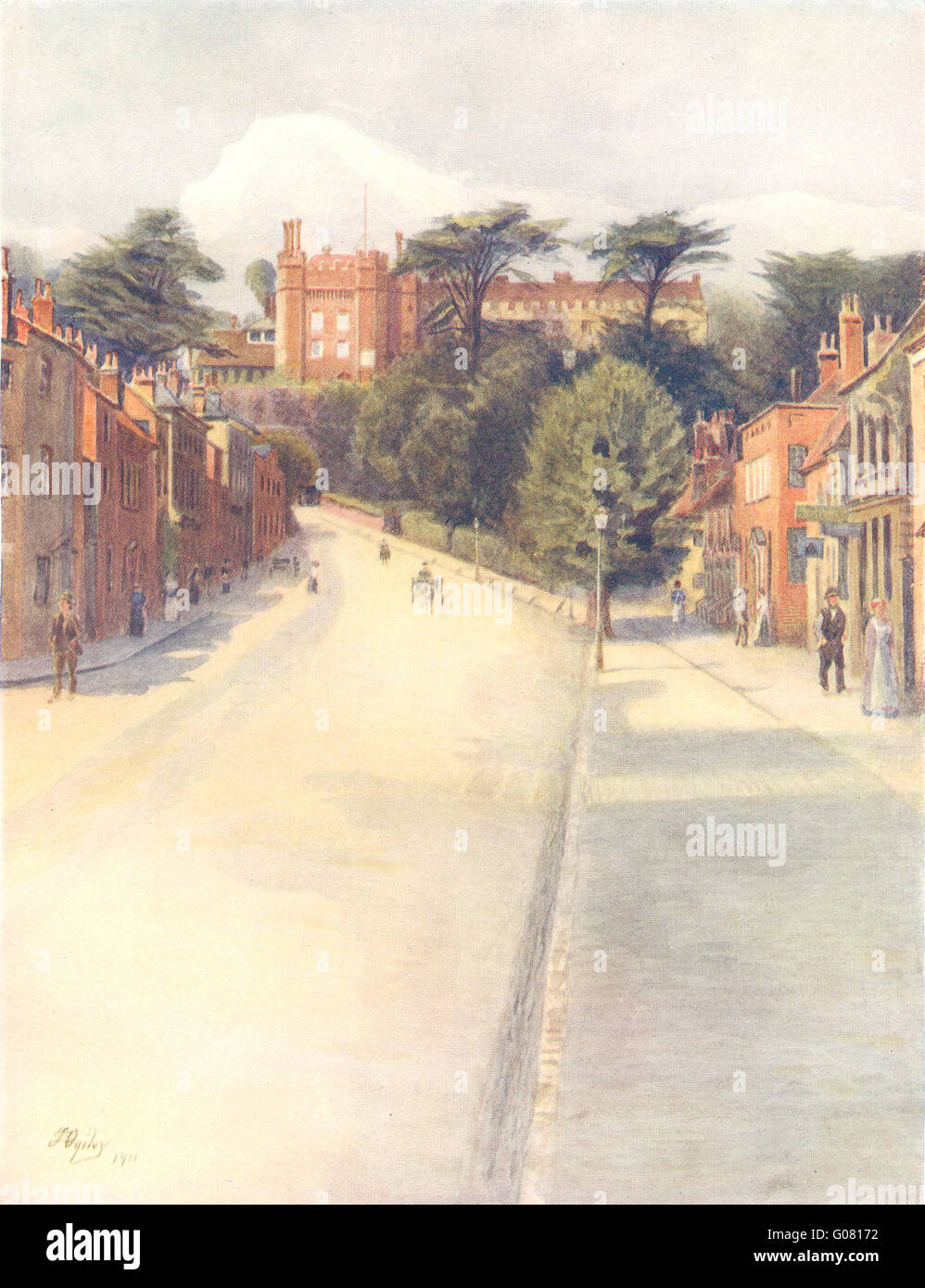 : FARNHAM Castle Street. Surrey, antica stampa 1914 Foto Stock