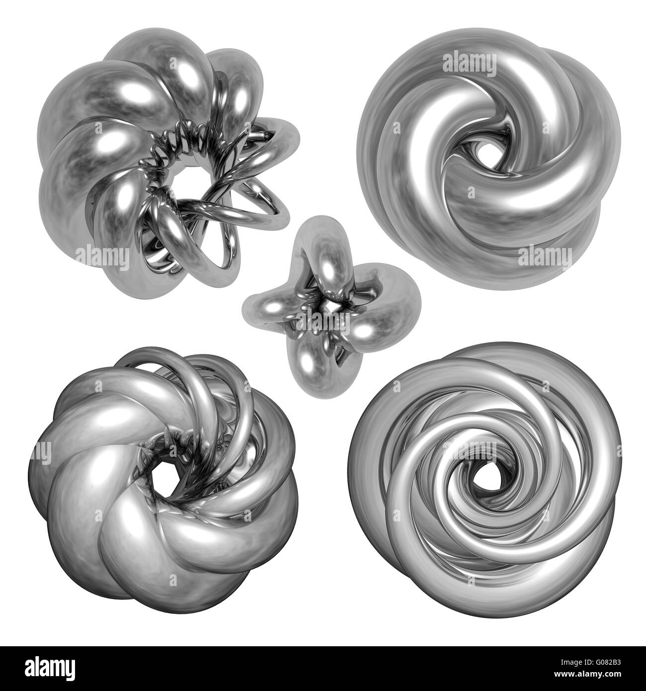 Abstract il rendering di set di forme isolate su sfondo bianco. Foto Stock