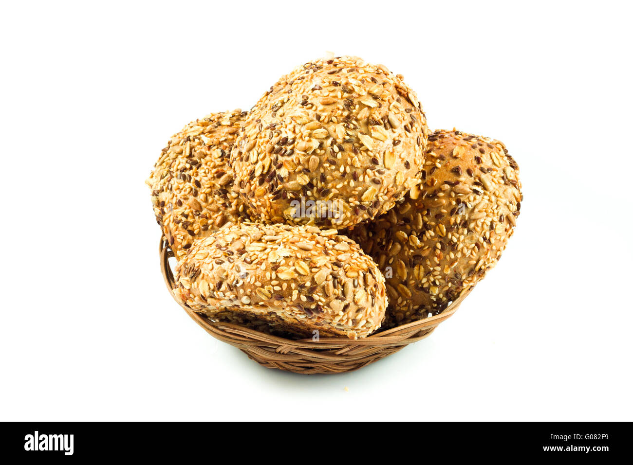 Round di pane integrale. Affilatura panini con differenti se Foto Stock